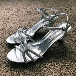 Silver sandal heels
